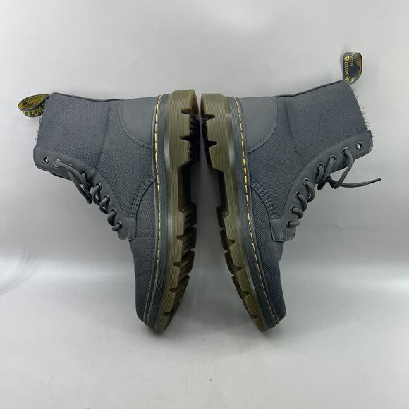 Dr Martens Combs Combat Boots Men Size 9 Gray Nylon Canvas Lace Up Ankle Shoes